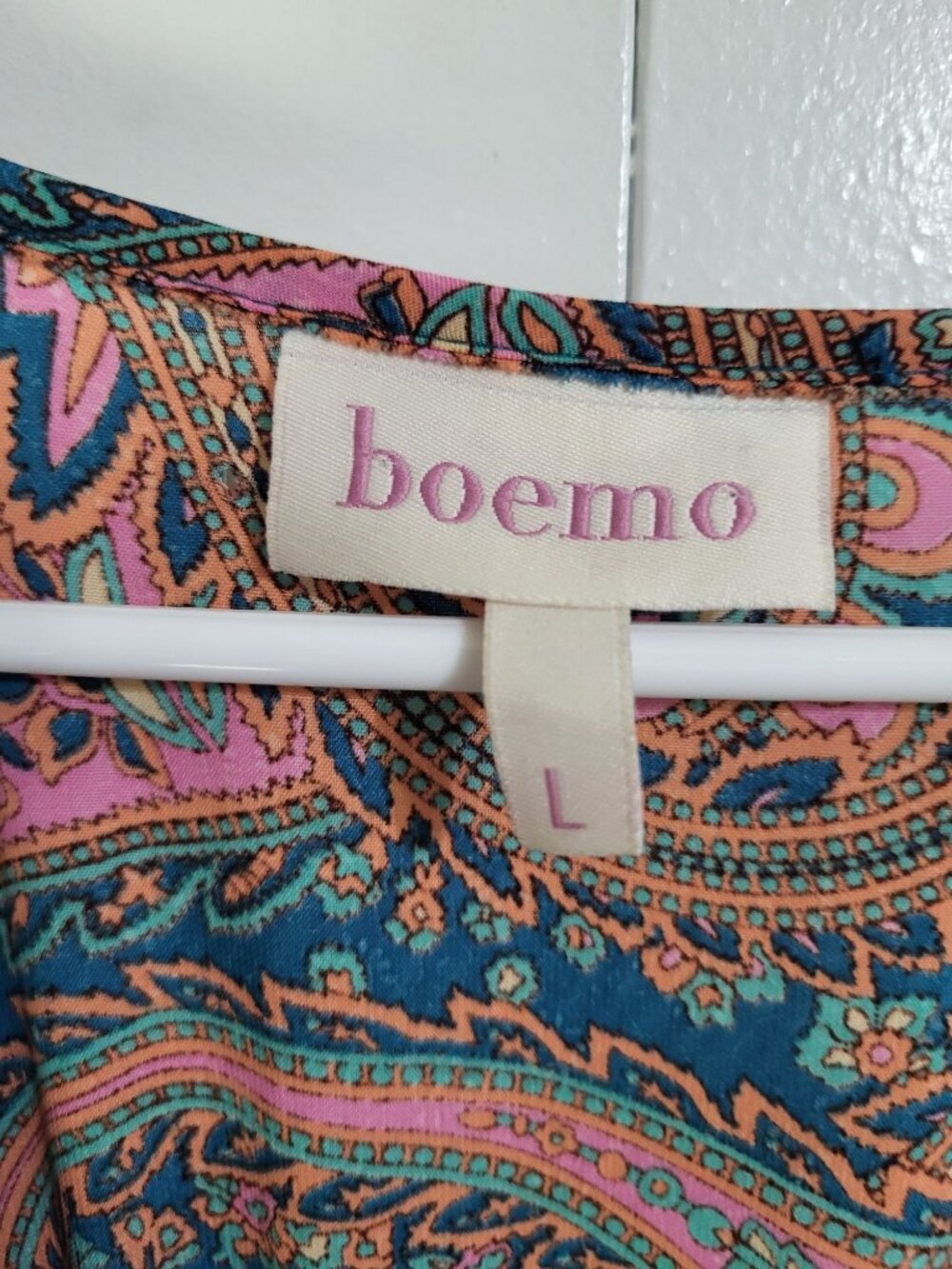boemo Womens LG Anthropologie Paisley Flowy Maxi Dress Festival Boho Romantic - Picture 4 of 7